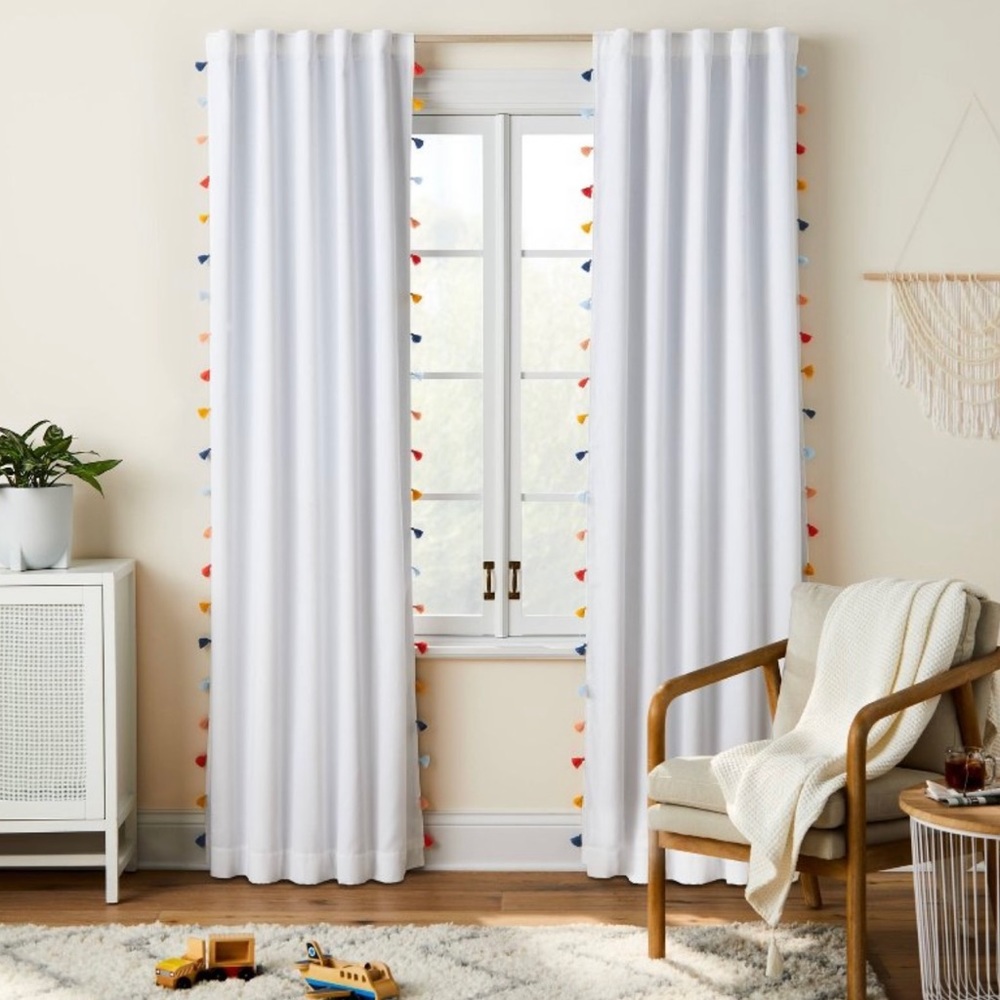 White Colorful Tassel Blackout Curtains (2)